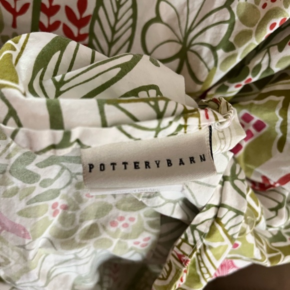 Pottery Barn Swedish House Full Queen Duvet Green Pink EC - Picture 5 of 6